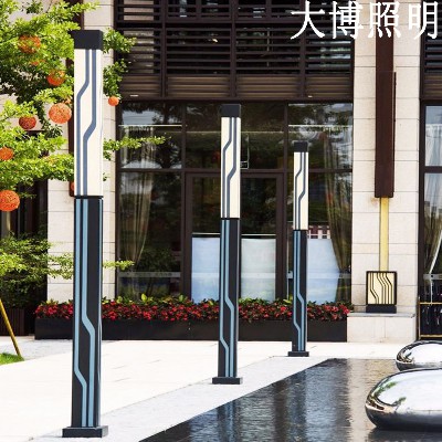 方形景觀(guān)燈豎條紋廣場(chǎng)照明戶(hù)外簡(jiǎn)約景觀(guān)燈柱特色LED現(xiàn)代庭院燈