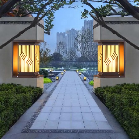 中式太陽(yáng)能柱頭燈 新古典中字庭院燈戶(hù)外防水花園別墅圍墻柱子燈